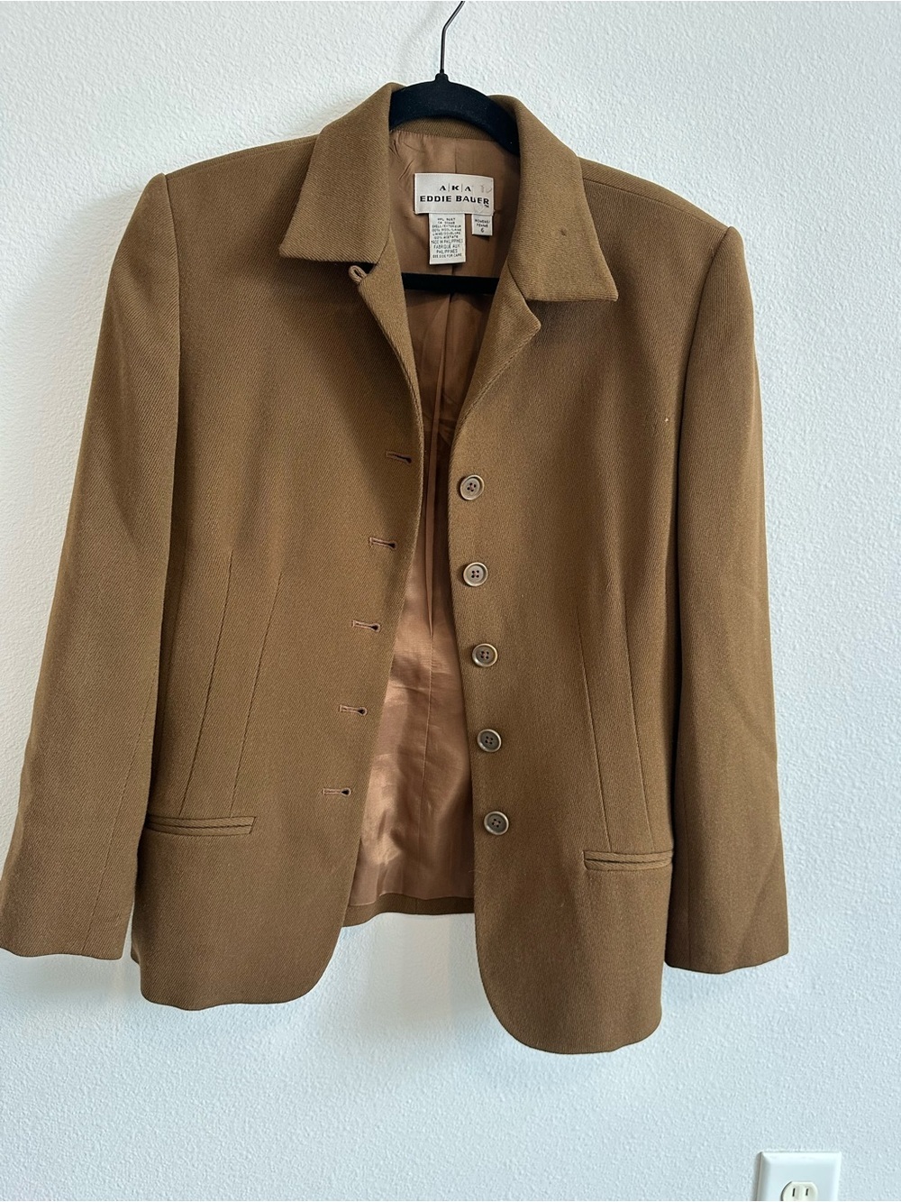 Eddie Bauer 100% Wool Women's Brown Button Academia Blazer Size 6